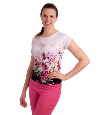 K021-103T - dámské tričko vínové květy