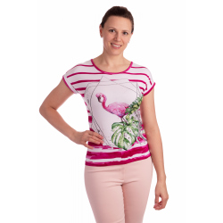 K021-311T - dámské tričko fialový plameňák