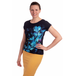 K021-313T - dámské tričko modré květy