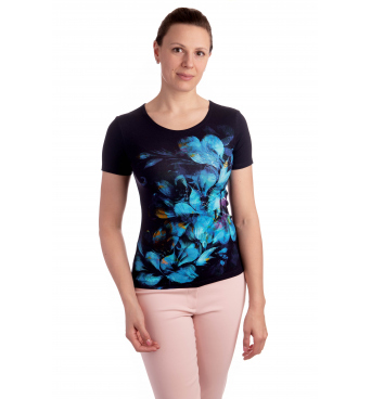 K021-313 - dámské tričko modré květy