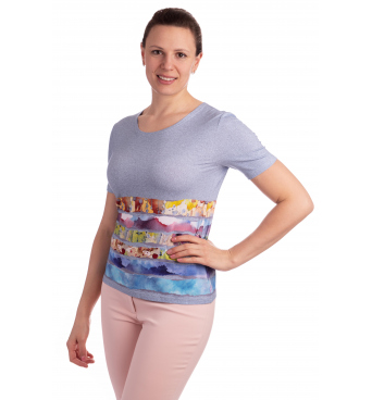 K021-318 - dámské tričko modrý akvarel