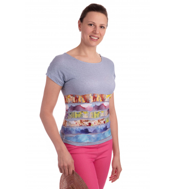 K021-318K - dámské tričko modrý akvarel
