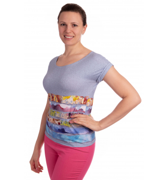 K021-318T - dámské tričko modrý akvarel