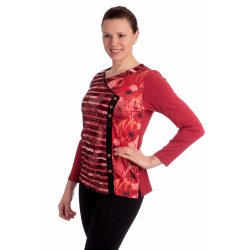 BAG20525 - dámská červená halenka s ozdobnou síťkou