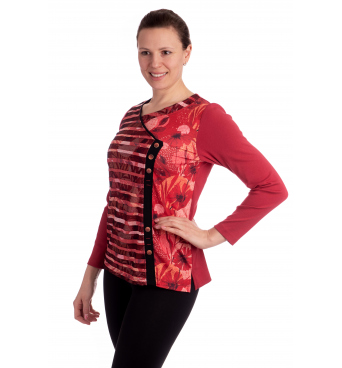 BAG20525 - dámská červená halenka s ozdobnou síťkou