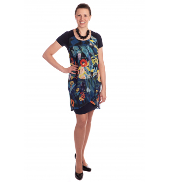 KA21V047 - dámské kratší šaty barevný vzor