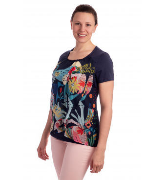 BAG21536 - dámské tričko barevný květinový vzor