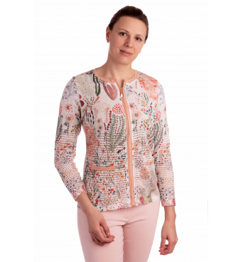 TB1801 - dámský úpletový kabátek s květy