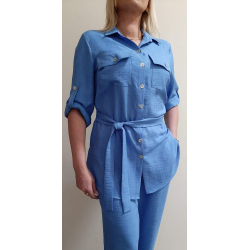 F001 - dámský letní modrý kostým