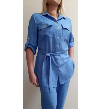 F001 - dámský letní modrý kostým