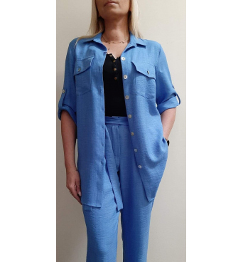 F001 - dámský letní modrý kostým
