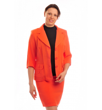 BE008 - dámská lněná sukně bílá oranžová