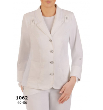 AST1062 - dámské bílé bavlněné sako Safari