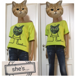 She´s - dámské tričko kočka "bighead"  limetka