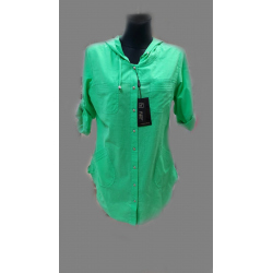 Kaptur - dámská zelená košile s kapucí  z lehké bavlny