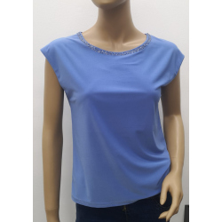 Largo - dámské modré jeansové tričko s aplikací