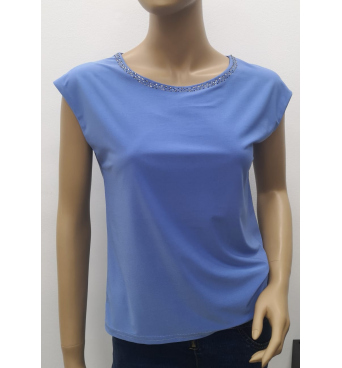 Largo - dámské modré jeansové tričko s aplikací