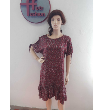 DAM420 - dámské okrové šaty s kvítky