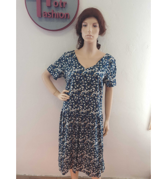 DAM420 - dámské delší šaty  zelené  kvítky