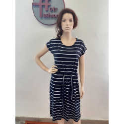 Rena - dámské šaty námořnický proužek tmavě modré