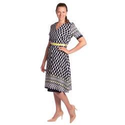 Wesley - dámské šaty černobílý geometrický vzor
