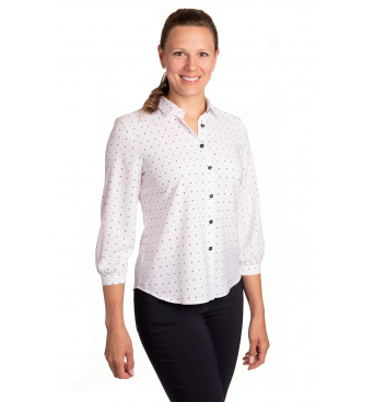 Wagab - dámská bílá halenka s puntíky