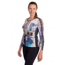 KA90122 - dámské tričko městečko v modré