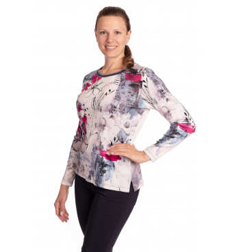 BAG09122 - dámská halenka fialové květy