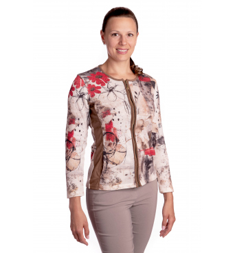 KA13122 - dámský kabátek vínové květy