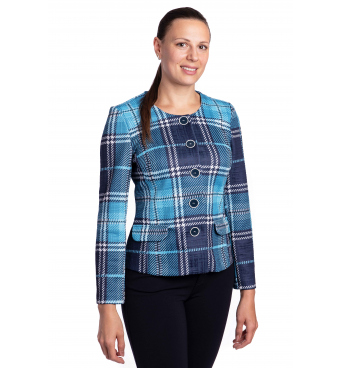 Almax - dámský kabátek chanel modrá kostka