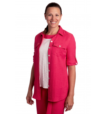 F001 - dámský dlouhý letní malinový kabátek