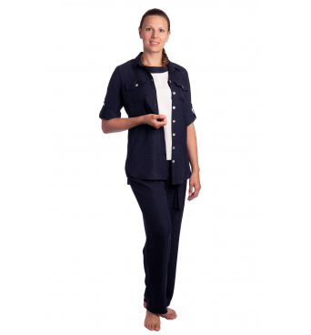 F001 - dámský letní tmavomodrý kostým