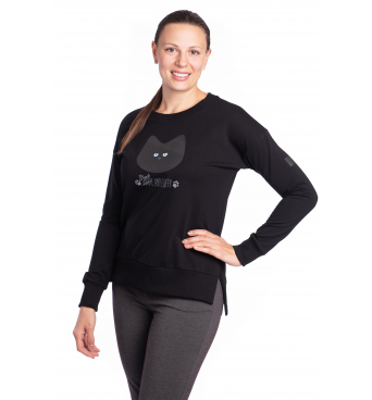 Fluffy - dámská mikina černá kočka