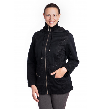 Lafei-Nier - dámská černá zateplená bunda s kamínky
