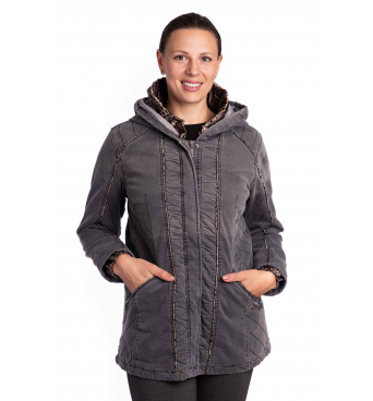 Lafei-Nier - šedá zateplená bunda jeans