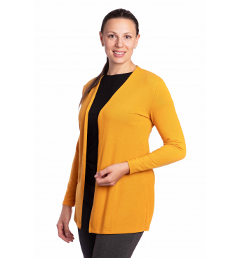 DAM837 - dámský krátký žlutý kardigan