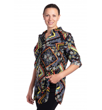 DAM 407 - dámská košilová tunika barevný florální vzor