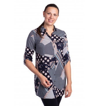 DAM 407 - dámská košilová tunika patchwork