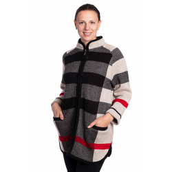 Aldona - dlouhý úpletový kabátek pruhy