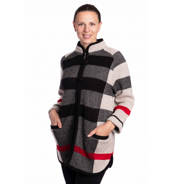 Aldona - dlouhý úpletový kabátek pruhy