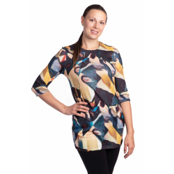 DAM581 - dámská tunika žlutomodrý vzor