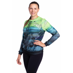 Marina - dámská zelemodrá mikina s květy