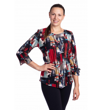 Magwa - dámská halenka červený impresionistický vzor