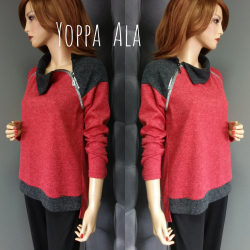 Ala - dámská červená halenka zip