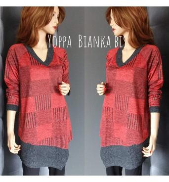 Bianka - dámská dlouhá červená tunika